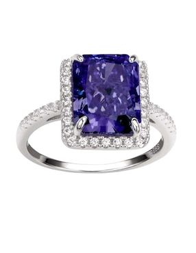 Anillo multi gemas rectangular Natalia Bojalil Luxury P 925 de plata zirconia pavé