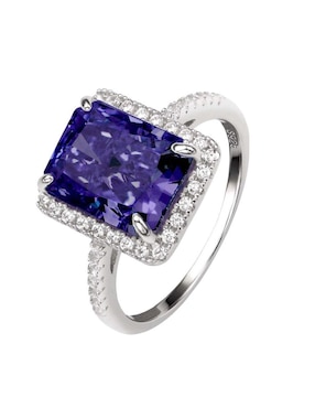 Anillo multi gemas rectangular Natalia Bojalil Luxury P 925 de plata zirconia pavé