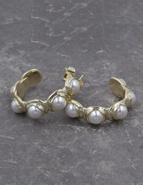 Arracadas Arette 14 k perla