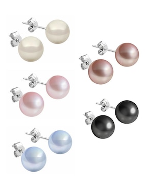 Broqueles Zvezda Éclair de plata P 925 con acabado brillante perla de cristal