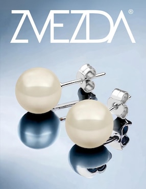 Broqueles Zvezda Éclair de plata P 925 con acabado brillante perla de cristal