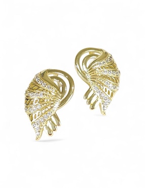 Aretes y collar Og acabado baño de oro18 K zirconia
