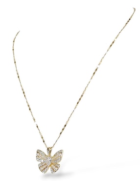Aretes y collar de mariposa Og 18 K perla de cristal