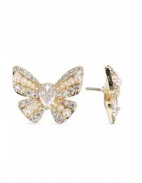 Aretes y collar de mariposa Og 18 K perla de cristal