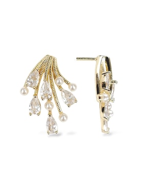 Aretes y collar Og 18 K perla de cristal