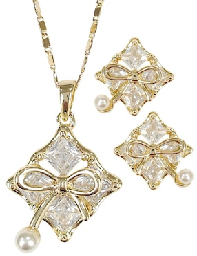 Aretes y collar de regalo Og 18 K zirconia