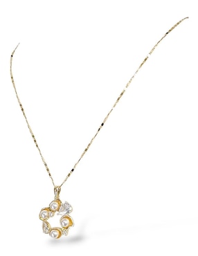 Aretes y collar de corona Og 18 K perla de cristal