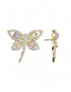 Aretes y collar de libélula Og 18 K zirconia