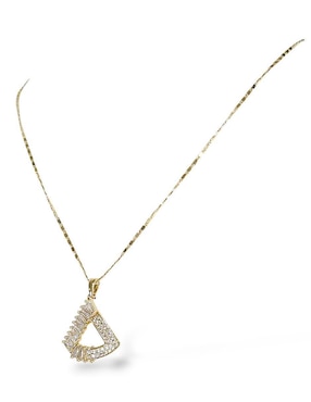 Aretes y collar triangular OG 18 K zirconia