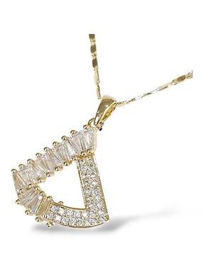 Aretes y collar triangular OG 18 K zirconia