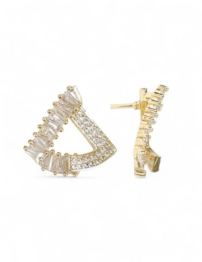 Aretes y collar triangular OG 18 K zirconia