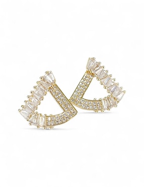 Aretes y collar triangular OG 18 K zirconia