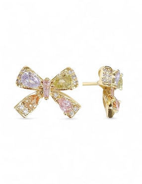 Aretes y collar de moño OG 18 K zirconia