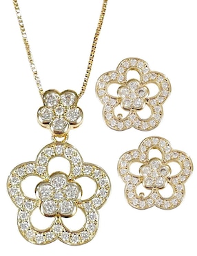 Aretes y collar de flor OG 18K zirconia