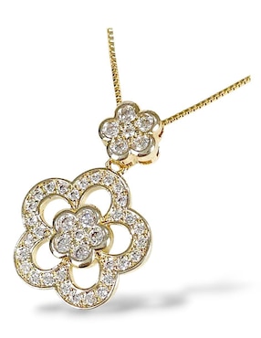 Aretes y collar de flor OG 18K zirconia