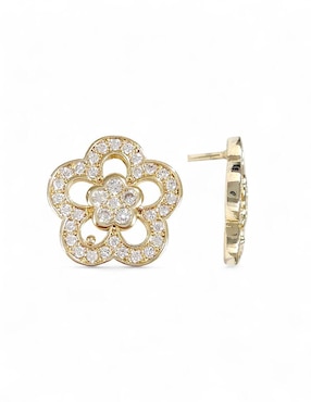 Aretes y collar de flor OG 18K zirconia