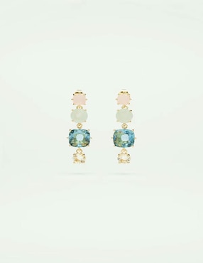 Aretes Les Néréides La Diamantine con acabado baño de oro 18 k cristal