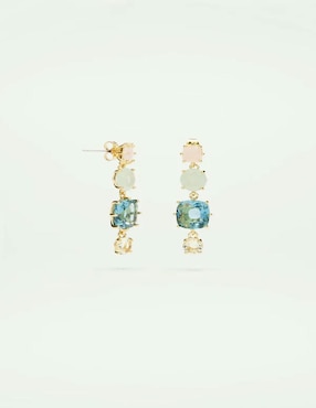 Aretes Les Néréides La Diamantine con acabado baño de oro 18 k cristal