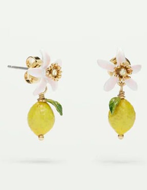 Aretes cortos Les Néréides Lovely Lemon con acabado esmaltado
