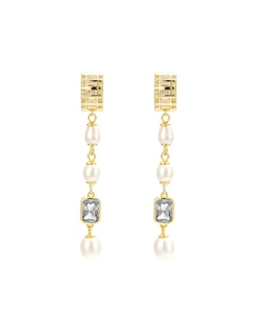 Aretes largos Les Néréides Classic Revisite de plata P 925 con acabado pulido perla
