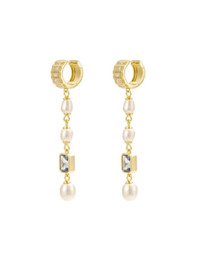 Aretes largos Les Néréides Classic Revisite de plata P 925 con acabado pulido perla