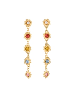 Aretes largos de flor Les Néréides cristal