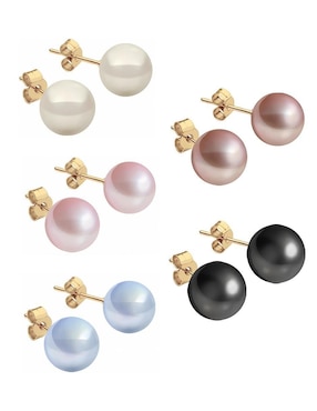 Set de aretes Zvezda Éclair con acabado baño de oro 18 K perla de cristal
