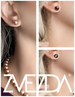 Set de aretes Zvezda Éclair de plata P 925 con acabado brillante perla de cristal