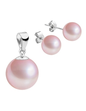 Aretes y collar Zvezda Éclair de plata P 925 perla de cristal