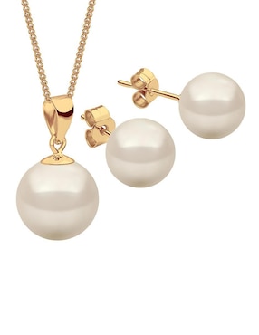 Aretes y collar Zvezda Éclair acabado baño de oro 18 K perla de cristal