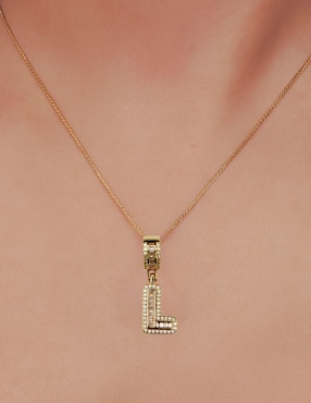 Collar con dije de letras Moon de oro laminado 10 K