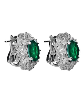 Broqueles de flor Gladkova joyería de plata p 925 con acabado pavé esmeralda