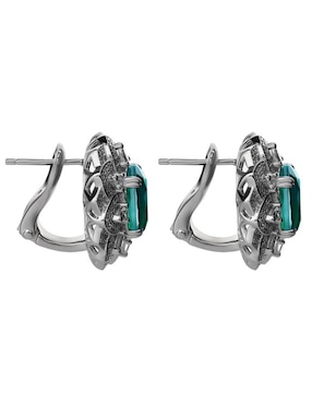 Broqueles de flor Gladkova joyería de plata p 925 con acabado pavé esmeralda