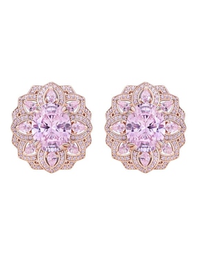 Broqueles de flor Gladkova joyería de plata p 925 con acabado chapa de oro zirconia