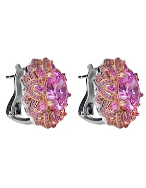 Broqueles de flor Gladkova joyería de plata p 925 con acabado chapa de oro zirconia