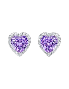 Broqueles de corazón Gladkova joyería de plata p 925 con acabado brillante zirconia