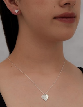 Aretes y collar de corazón bijoux fp de plata p 925 zirconia