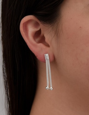 Aretes largos Bijoux fp de plata p 925 con acabado pulido zirconia
