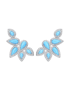 Broqueles de hoja Gladkova Joyería de plata p 925 turquesa
