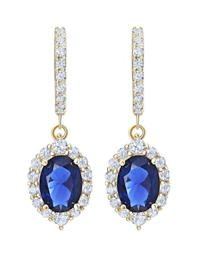 Aretes de óvalo Gladkova Joyería de plata P 925 con acabado chapa de oro zafiro