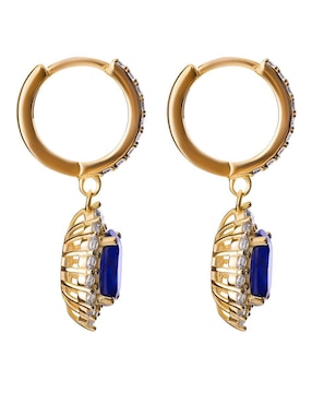 Aretes de óvalo Gladkova Joyería de plata P 925 con acabado chapa de oro zafiro