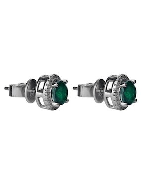 Broqueles circulares Gladkova Joyería de plata P 925 con acabado brillante esmeralda