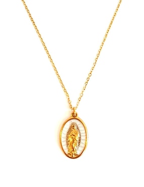 Collar con dije Virgen de Guadalupe Ana Maria Mexico de baño de oro 18 K