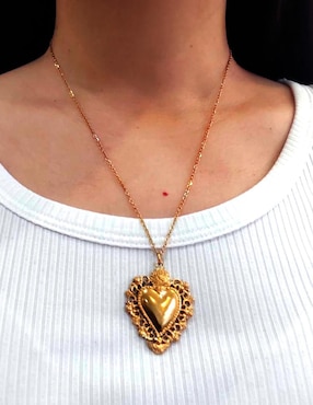 Collar con dije sagrado corazón de corazón Ana Maria Mexico 18 K