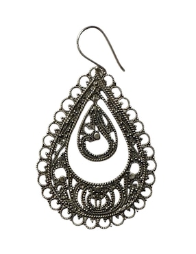Aretes largos de gota Carana de plata P 925 con acabado plateado