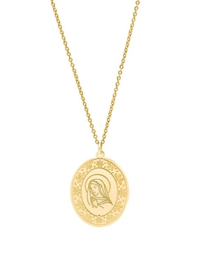 Collar con dije virgen María ovalado Anante Nube de plata P 925 y 14 K