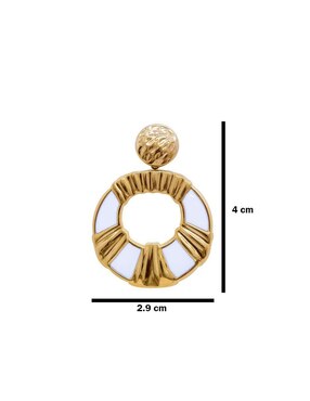 Aretes largos circulares Oro Angelus de acero inoxidable con acabado texturizado