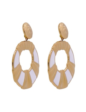 Aretes largos circulares Oro Angelus de acero inoxidable con acabado texturizado