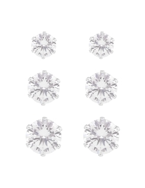 Set aretes cortos Napier Social CZ Ears M2 con acabado brillante