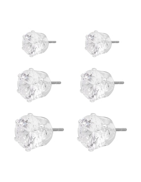 Set aretes cortos Napier Social CZ Ears M2 con acabado brillante